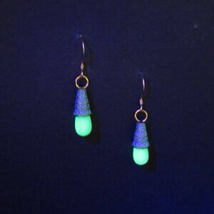 Uranium glass cone drop earrings